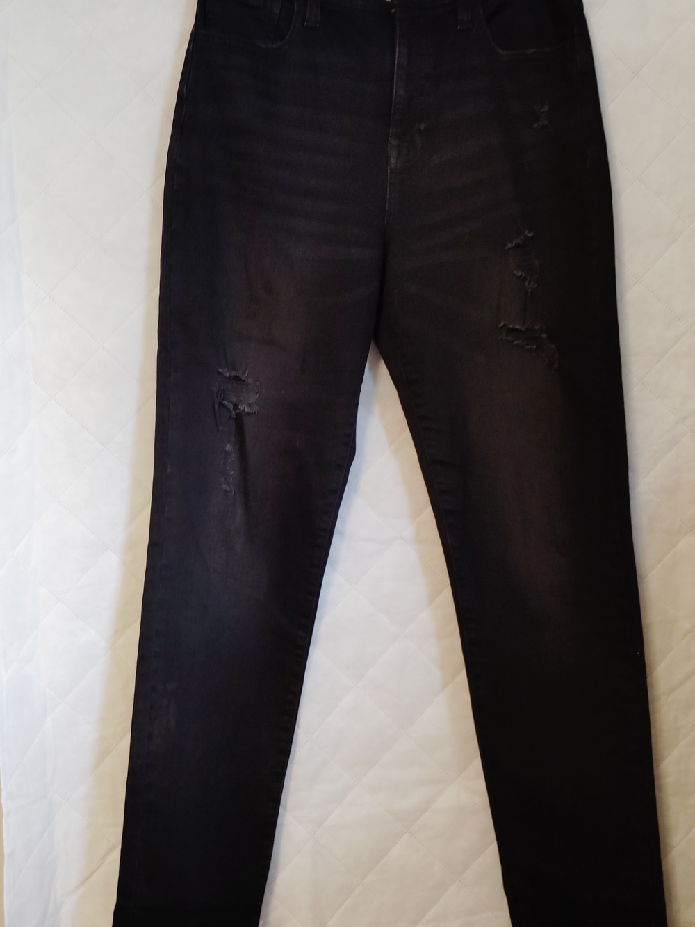 High-Rise Black Distressed Skinny Jeans